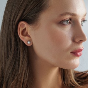 Cercei argint cu perle naturale albe 4 mm si cristale DiAmanti SK24470E_W-G (Argint 925‰ 1,2 g.)